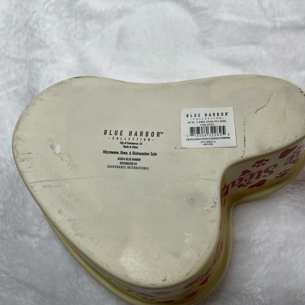 🌹NEW BLUE HARBOR COLLECTION Hi T-Bone Steak Pet Down 40 oz Dog Bowl